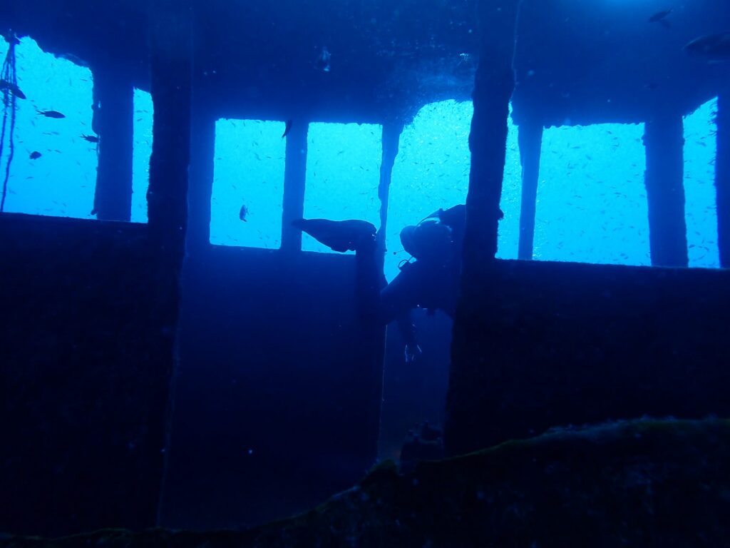 photo prise depuis l'interieur de l'épave