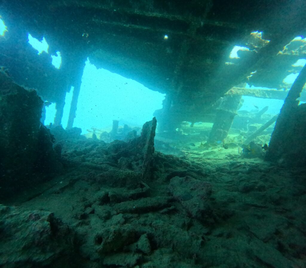 Vue de l'intérieure de l'épave