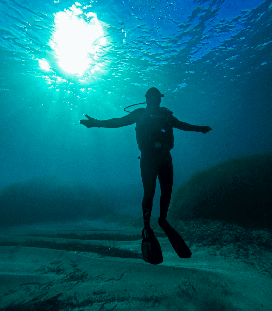 Plongeur débutant en découverte