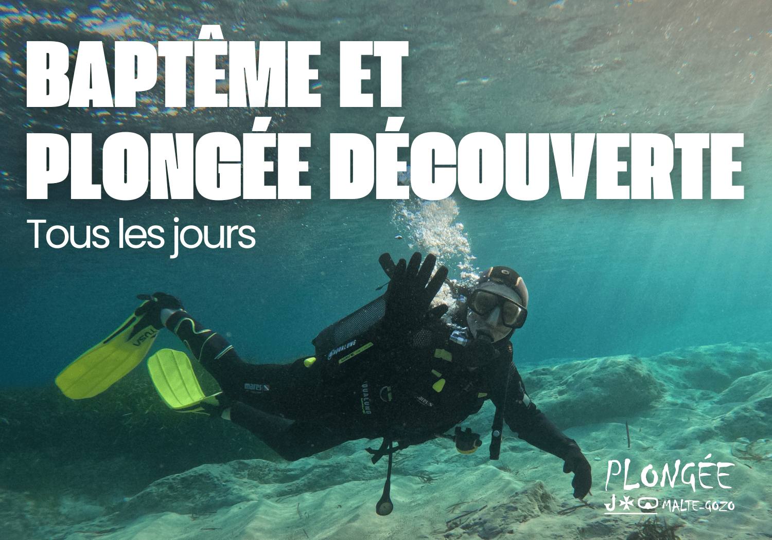 Planche mettant en avant le fait que l'on propose des baptêmes et des plongées découvertes tous les jours